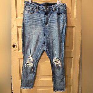 Buckle Black Ankle Skinny No. 75 Distressed Denim Jeans Size: 34x27